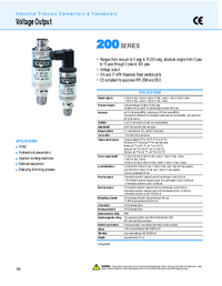 Thumbnail of document Data Sheet - 200 Series Voltage Output Press. Transducers